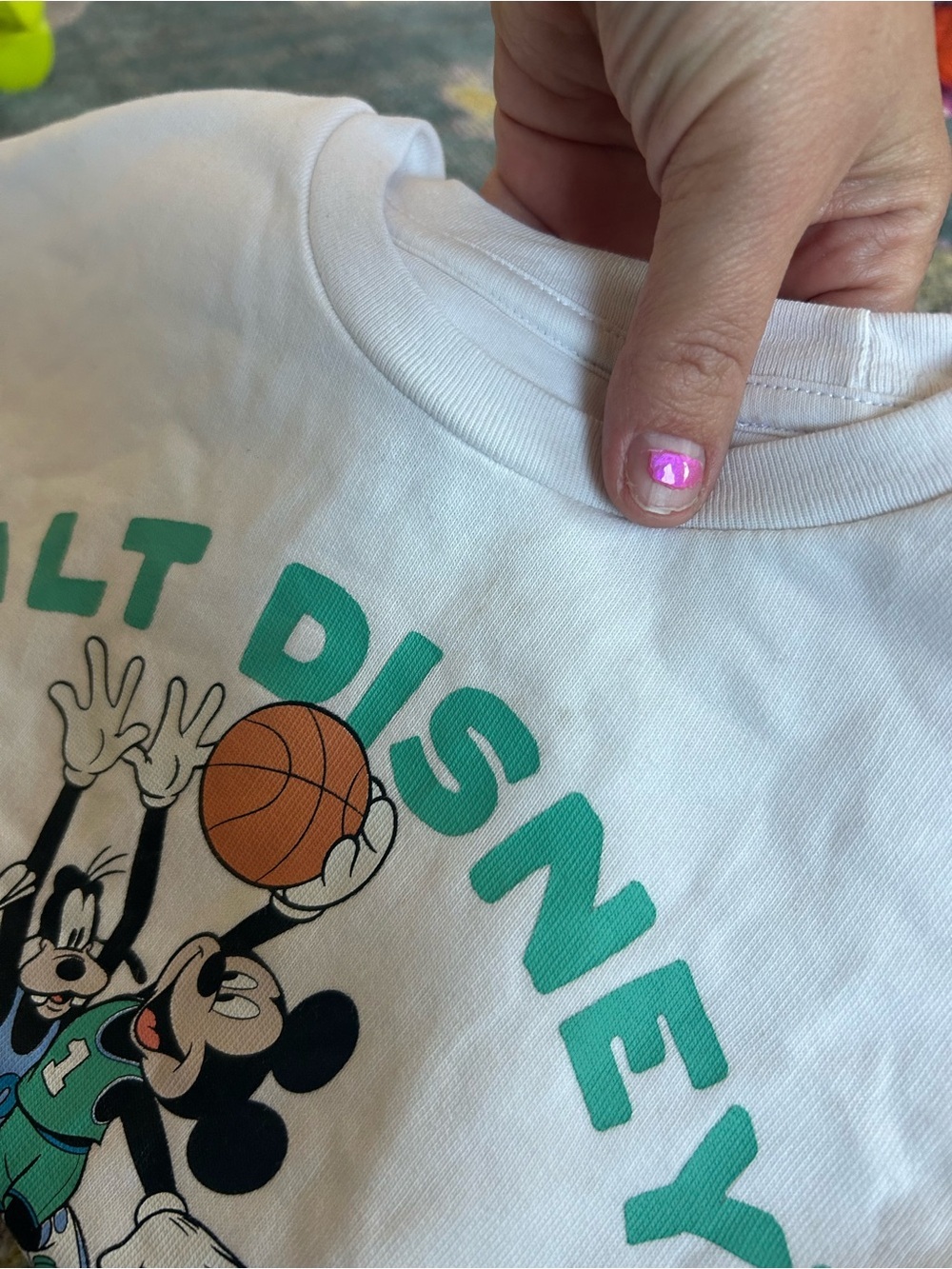 Disney White Kids Sweatshirt with Mickey & Friends Basketball Graphic - Picture 5 of 5